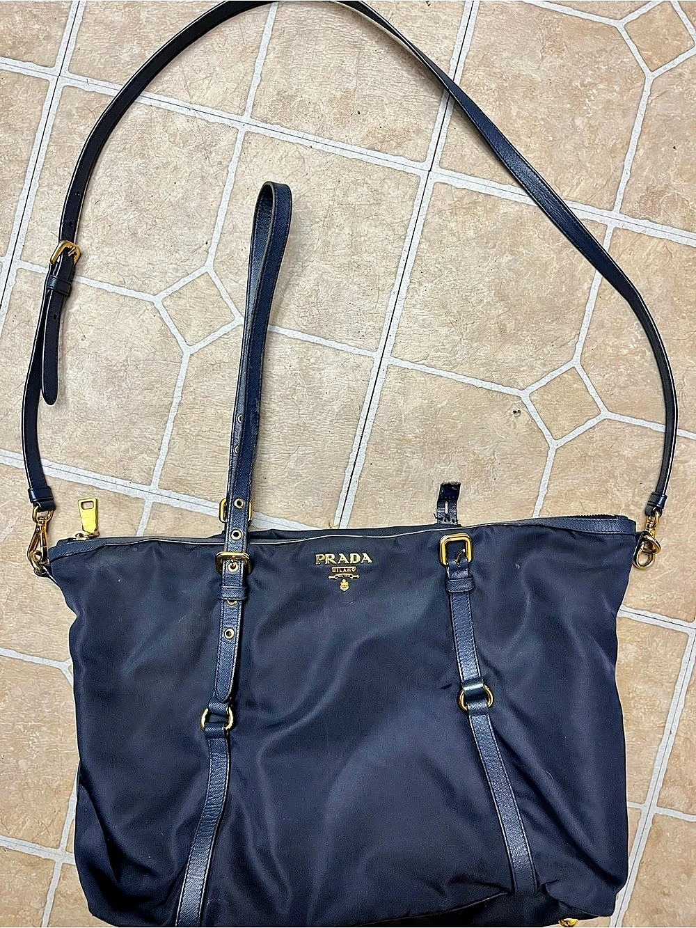 Prada Tessuto Saffiano Convertible Tote BN2531 Black Bag